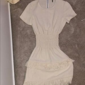 Maje cream fringe dress